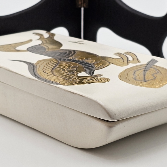 Sascha Brastoff Golden Gilt Gold Horse Ceramic Jewelry Trinket Box Tray Lid MCM - Picture 10 of 12